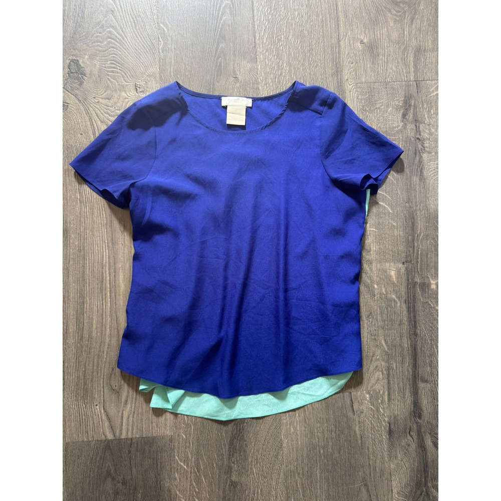 MM Couture Miss Me MMCT2301 Top S Blue Mint Colorblock Pleated Back Excellent